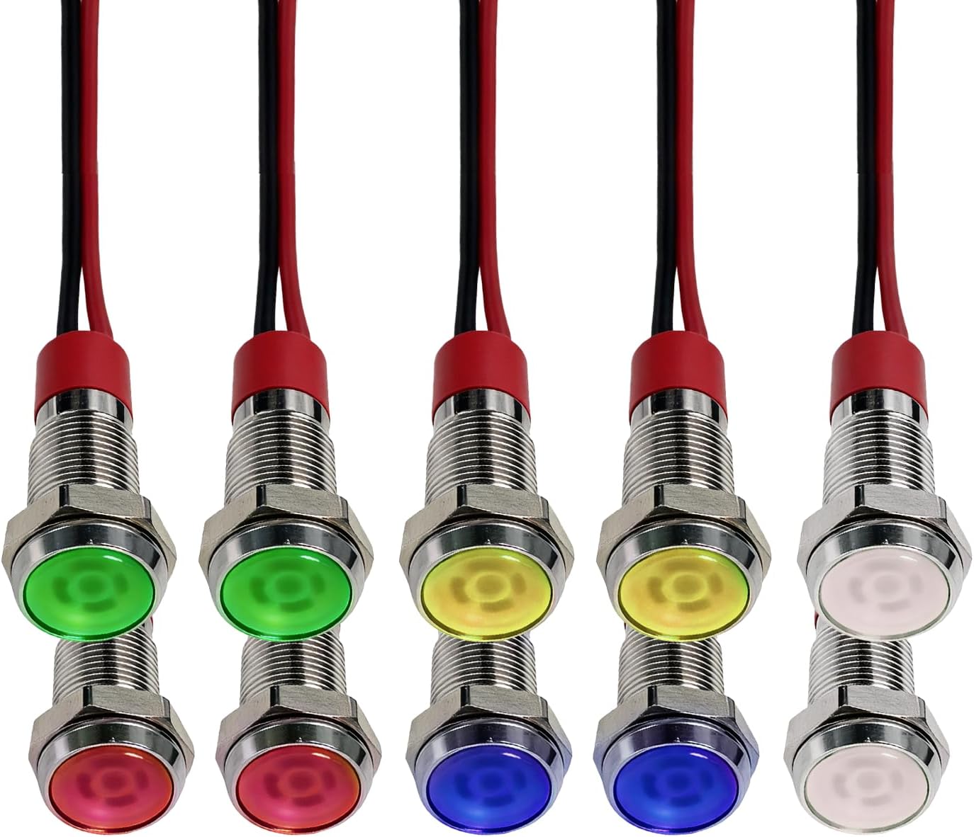 10 Stück Ac/dc 12-24v 6mm Metallic-led-kontrollleuchten, Kontrollleuchten Für Lkw, Boot, Auto, Wohnwagen Und Universelle Fahrzeugarmaturenbretter (mehrfarbig)