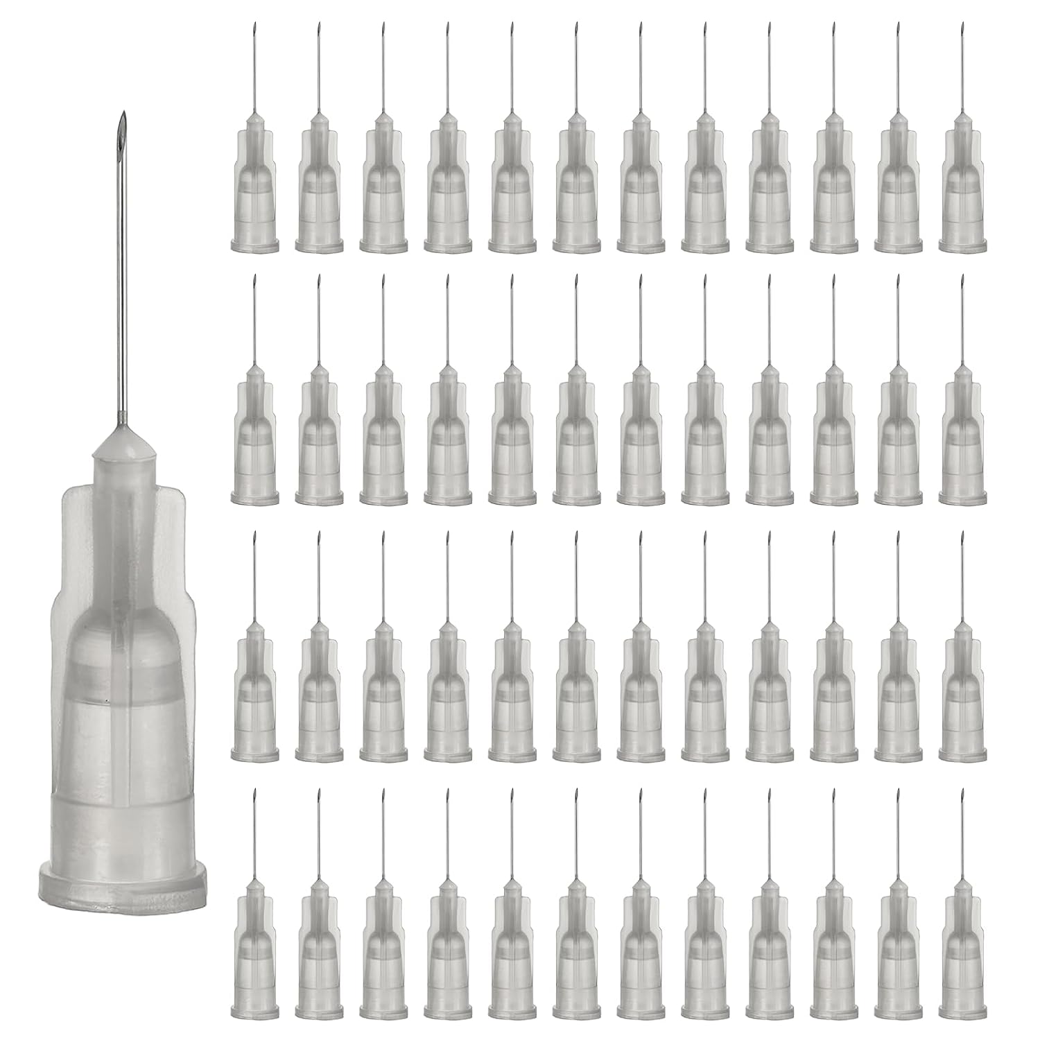 50 Stück Dosiernadeln Mit Edelstahlspitze, 27 Gauge, Grau