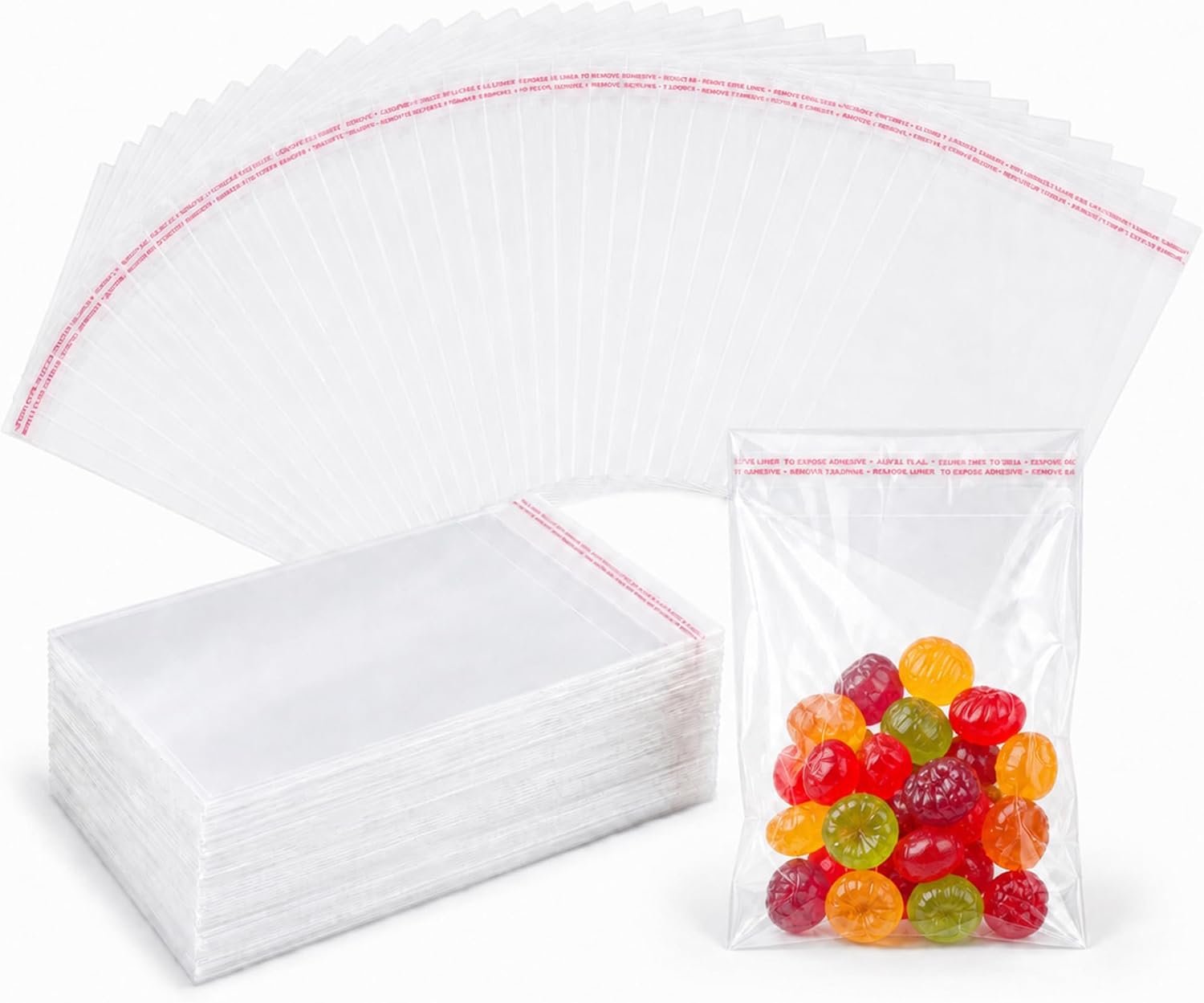 Packung Mit 200 Selbstklebenden Zellophantüten – Wiederverschließbare Zellophantüten – 8 X 13 Cm – Kleine Verpackungsbeutel Mit Verschluss Für Süßigkeiten, Kekse Und Geschenke