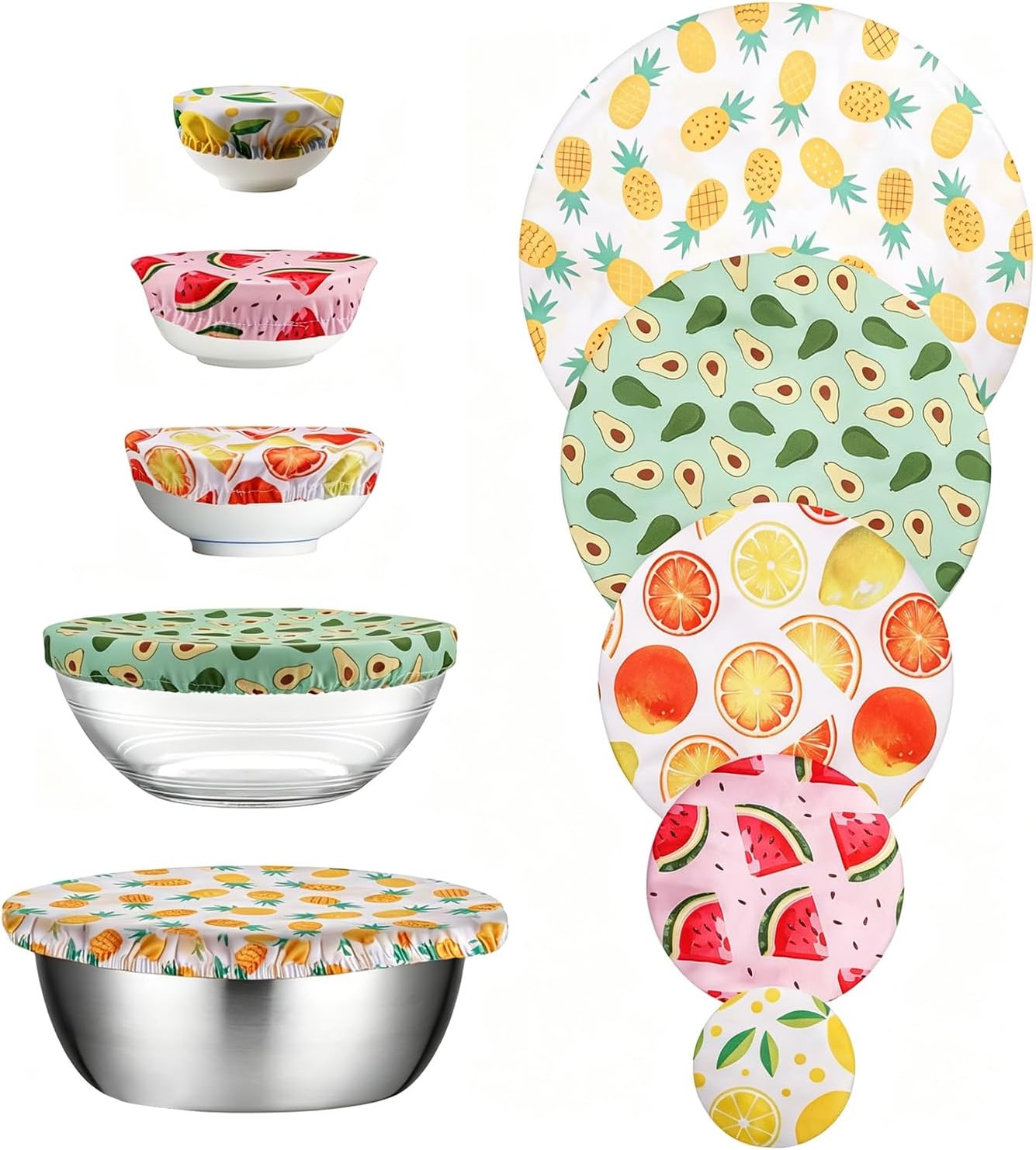 5-teiliges Set Aus Wiederverwendbaren Baumwoll-lebensmittelabdeckungen, Gärabdeckungen Mit Gummizug, Geeignet Für Behälter Mit 10, 15, 20, 25 Und 30 Cm Durchmesser, Wasserdicht.