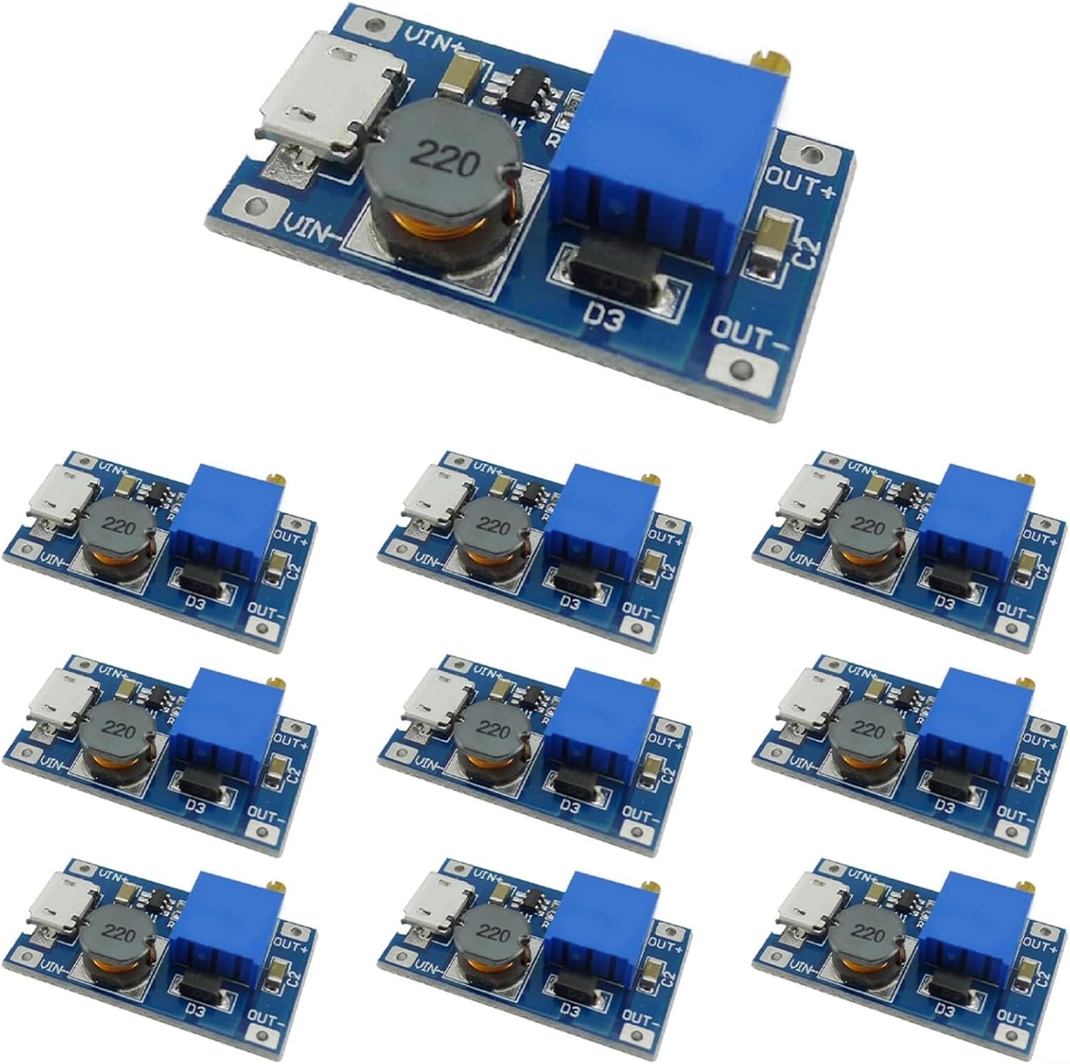 10er-pack Dc-dc-aufwärtswandler (2–24 V Auf 5–28 V) – 2-a-spannungsregler – Einstellbares Netzteilmodul Für Elektronikstudenten Und Hobbybastler
