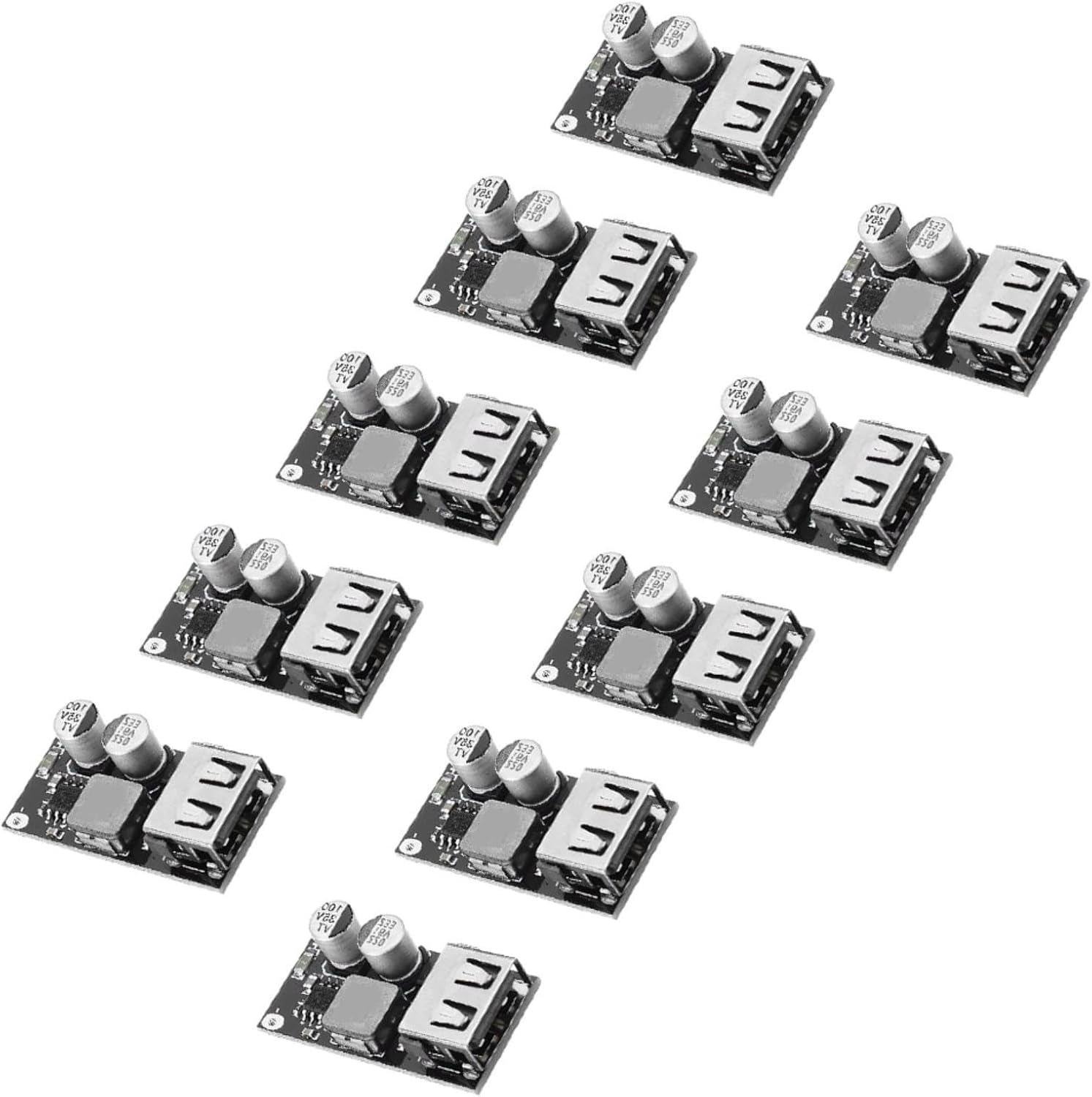 Packung Mit 10 Usb-dc/dc-wandlermodulen, 6–32 V Eingang, 5-v-netzteilplatine Mit Kurzschlussschutz, Für Heim- Und Kfz-elektronik, Schwarz