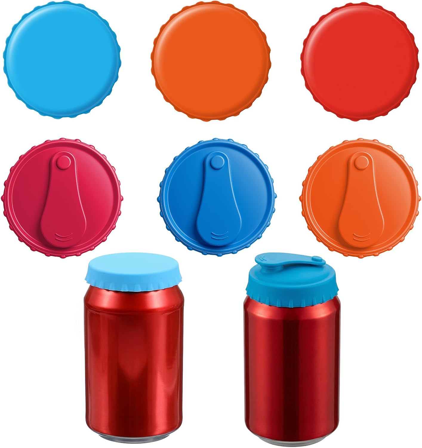 Set Mit 6 Silikon-getränkedosenverschlüssen – Auslaufsicher – Wiederverwendbar