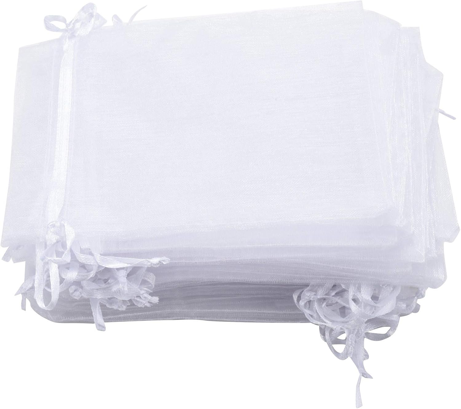 Set Mit 50 Organza-geschenktüten Mit Kordelzugverschluss Für Hochzeitsschmuck, Weiß, 10,2 X 15,2 Cm