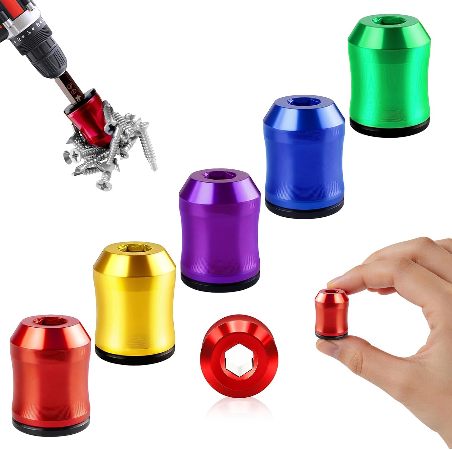 5er-set Magnetische Bithalter, Magnetisierer/entmagnetisierer Für Schraubendreherbits, 6,35 Mm (1/4 Zoll) Sechskantschaft, Heimwerkerwerkzeug Für Bohrmaschinen, Sicherer Schraubenhalt