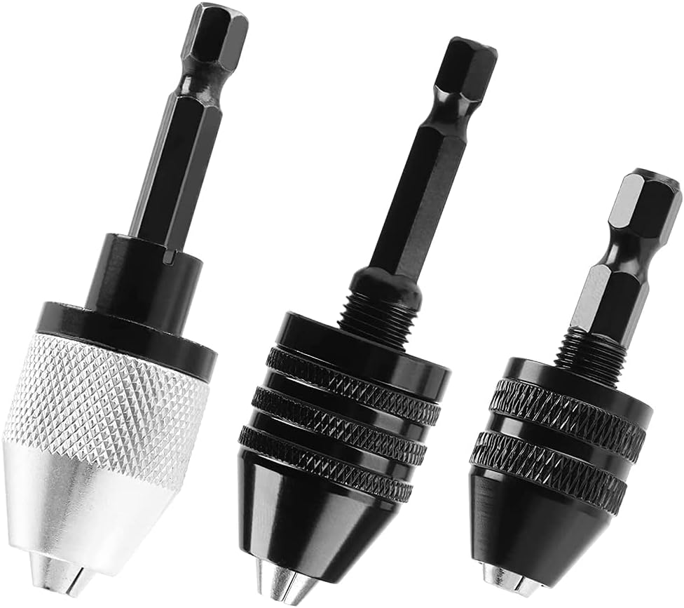 Set Mit 3 6,35-mm-schlüssellos-sechskantfuttern Für Schlagbohrmaschinen, Schnellwechseladapter, Elektrowerkzeugzubehör