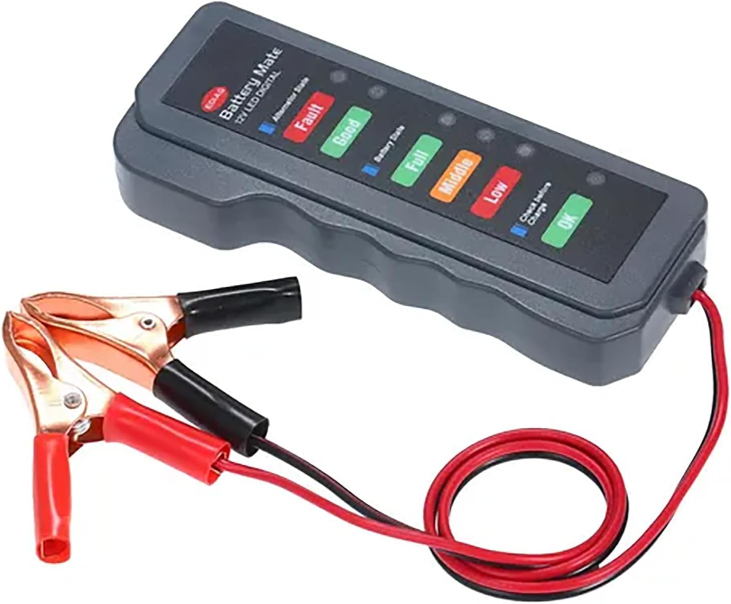 12-v-digital-autobatterietester, Lichtmaschinenanalysator, Led-anzeige, Schnelle Reaktionszeit, Automatisches Diagnosegerät, Kupferstecker Für Autos Und Motorräder, Abs-grau