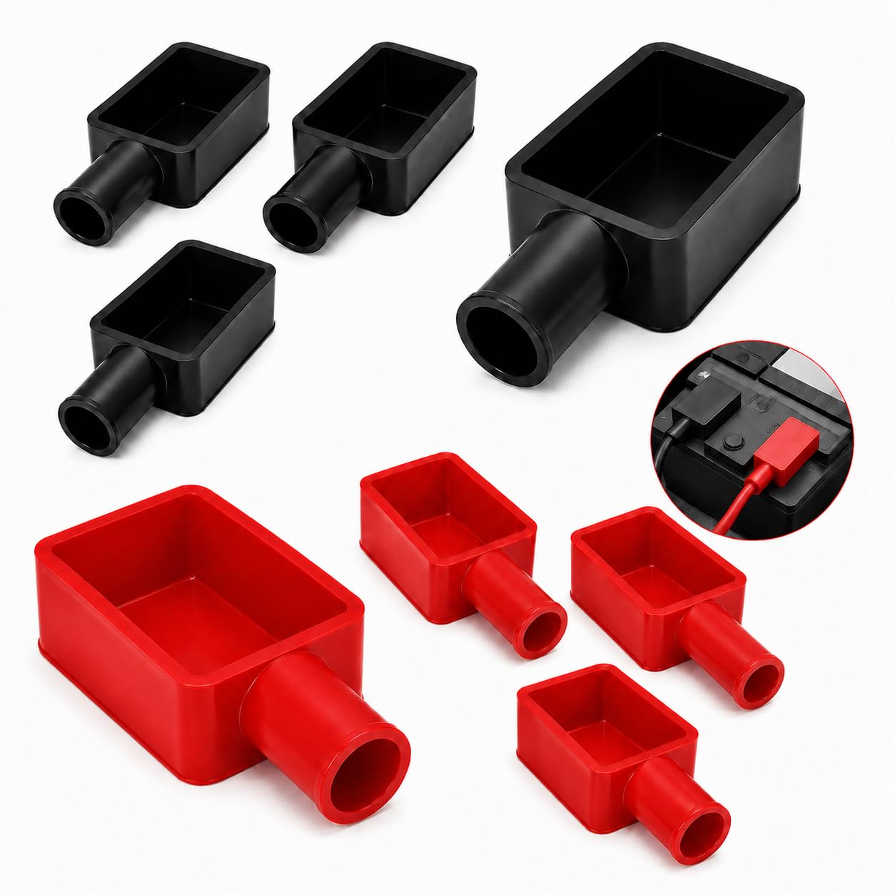 Stück Pvc-autobatteriekappen, Schutz Für Plus- Und Minuspol Der Batterie, Isolierende Polkappen Für Autos, Motorräder, Lkws Und Andere Fahrzeuge