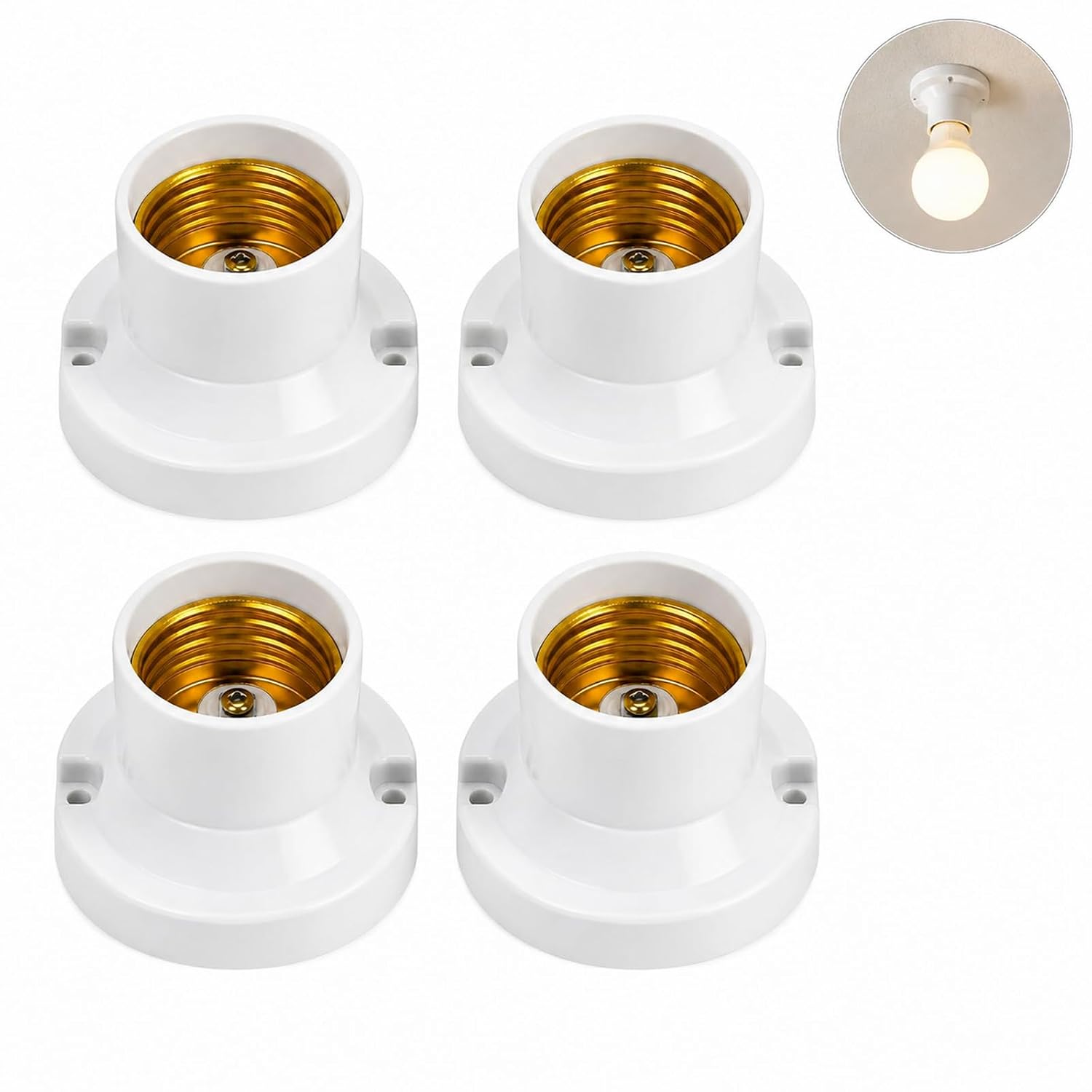 Set Mit 4 Universellen E27-lampenfassungen Für Led-lampen, Universelle E27-deckenlampenfassung Mit Großem Schraubsockel, Standard-lampenfassung Für Zuhause, Büro Und Studio