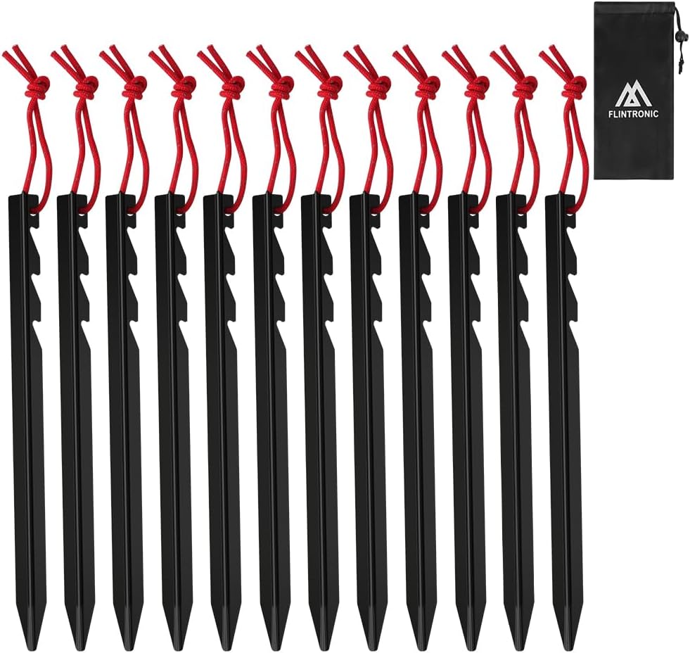 Set Mit 12 Zeltheringen, 18 Cm Lange Bodenanker Aus Aluminiumlegierung Mit J-haken, Tragbar, Mit Haken, Für Garten, Camping, Angeln Und Zelte