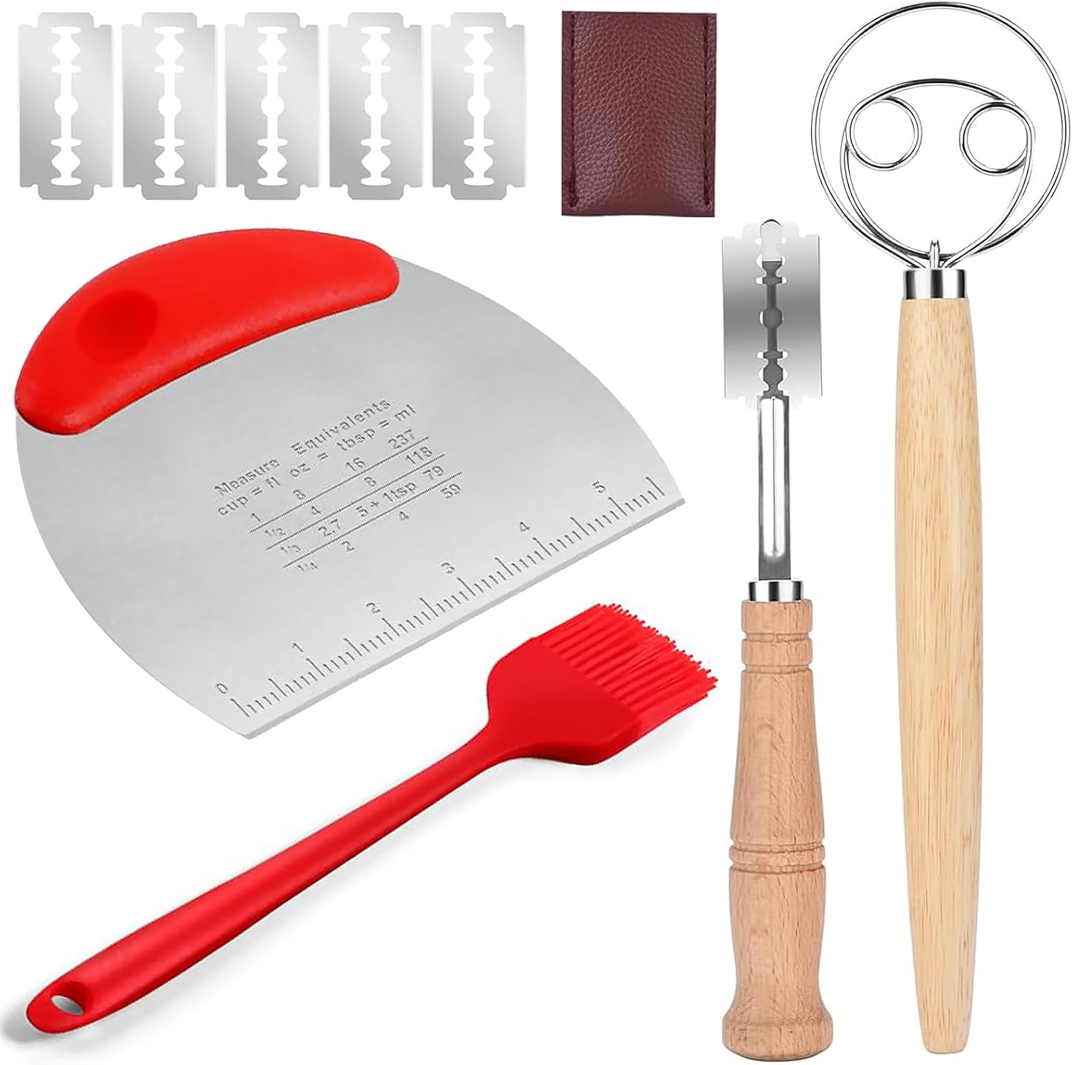 Sauerteigbrot-backwerkzeugset, Inklusive Mehlbesen, Teigschaber, Brotmesser Mit Klinge Und Schutzhülle, Brotpinsel, Für Das Backen Zu Hause