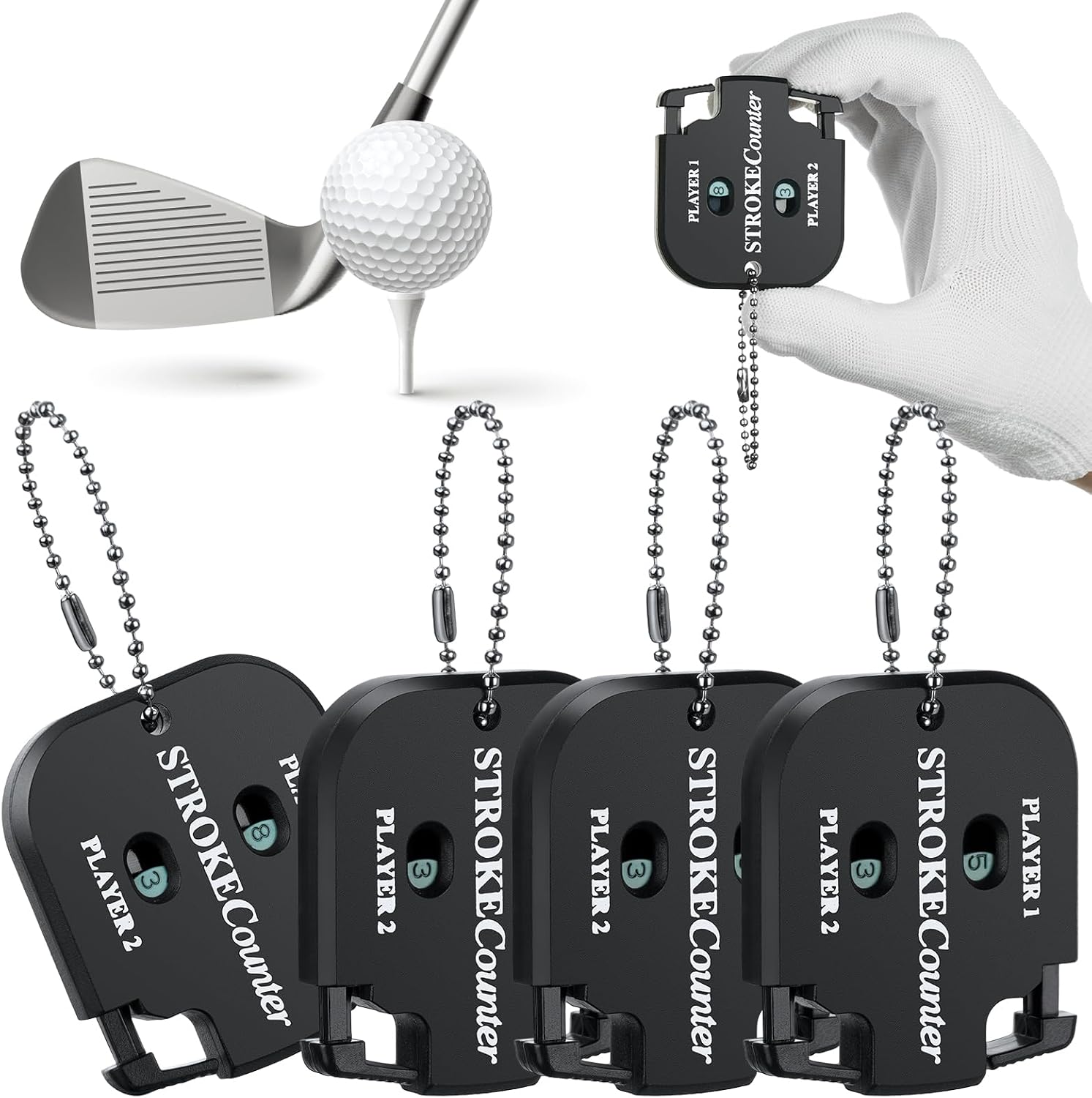 4-teiliger Golf-punktezähler, Golf-schlagzähler Mit Aufhängekette, Mini-schlagzähler Für Golf Und Andere Ballspiele