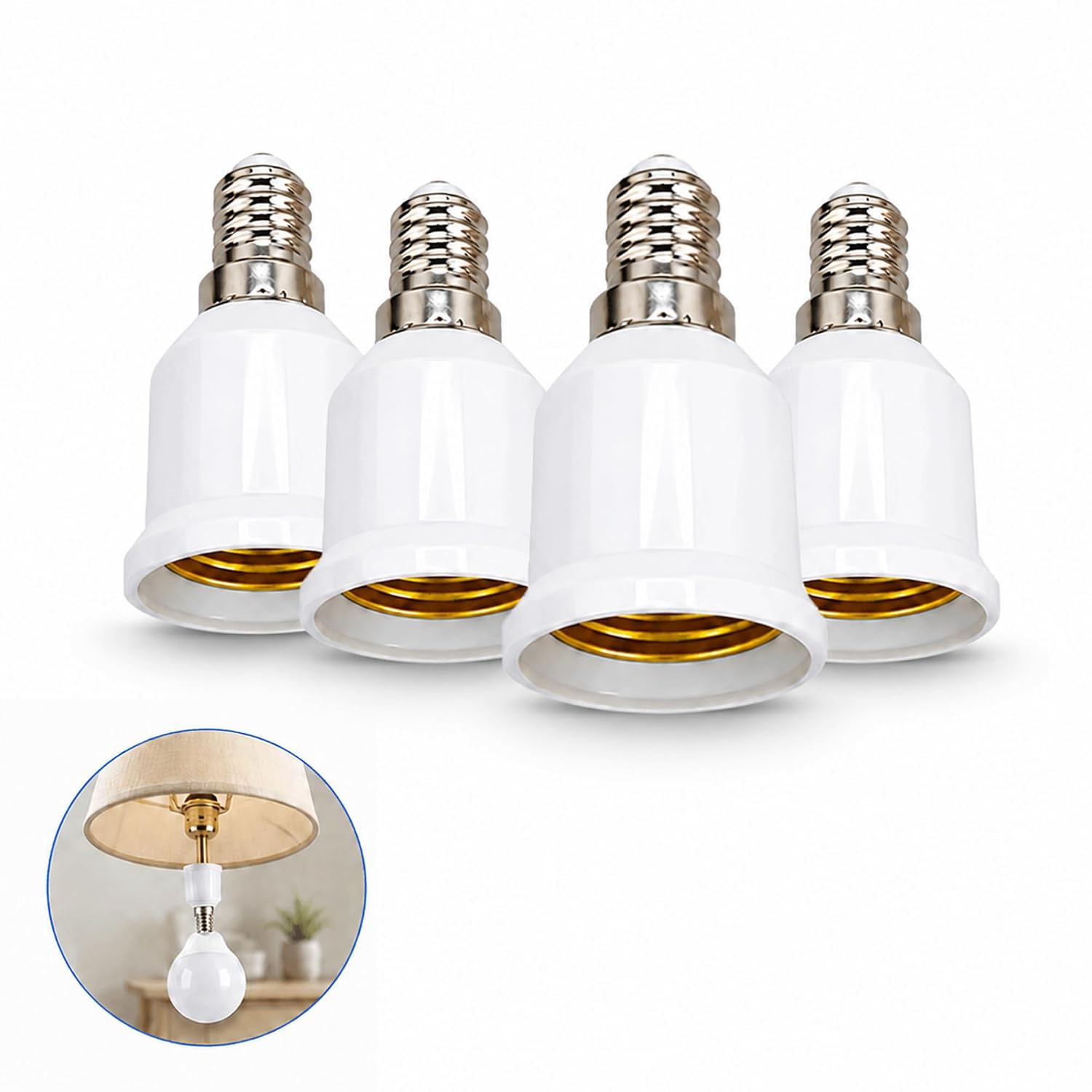 4-teiliger E14-auf-e27-fassungsadapter, Kleiner Schraubsockel Auf Großen Schraubsockel, Kunststoff-fassungsadapter Für Led-lampen, Innenbeleuchtung, 220-v-glühbirnenfassung