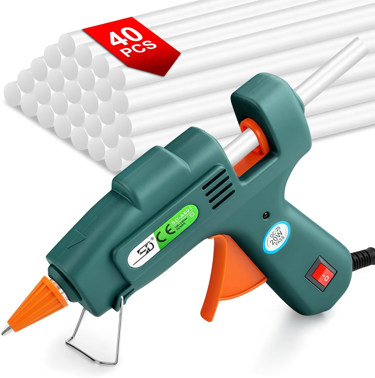 Heißklebepistole, 20 W Mini-silikon-heißklebepistole Zum Selbermachen, Mit 40 Heißklebesticks (7 X 200 Mm), Feuerfest, Tropffrei, Für Reparaturen, Bastelarbeiten, Heimwerken Und Mehr.