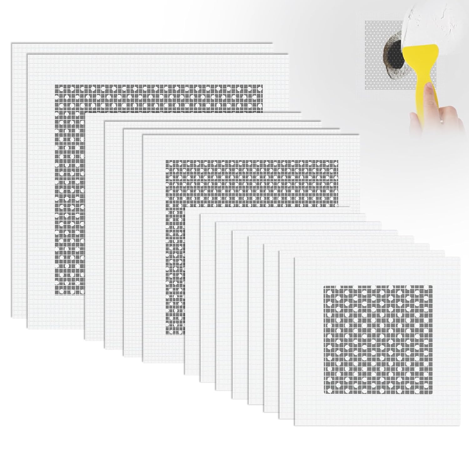14-teiliges Aluminium-wandreparaturset, 2/4/6 Zoll Selbstklebende Netzflicken, Trockenbau-reparaturset, Zur Reparatur Beschädigter Trockenbauwände Und -decken