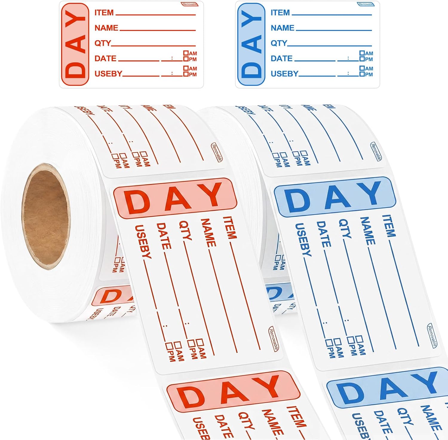 Stück Lebensmittel-datumsetiketten, 1000 Etiketten, 5 X 7,5 Cm, Beschreibbare Lebensmittelaufkleberrolle, Stabiler Klebstoff, Gefriergeeignet Für Restaurants Und Großküchen