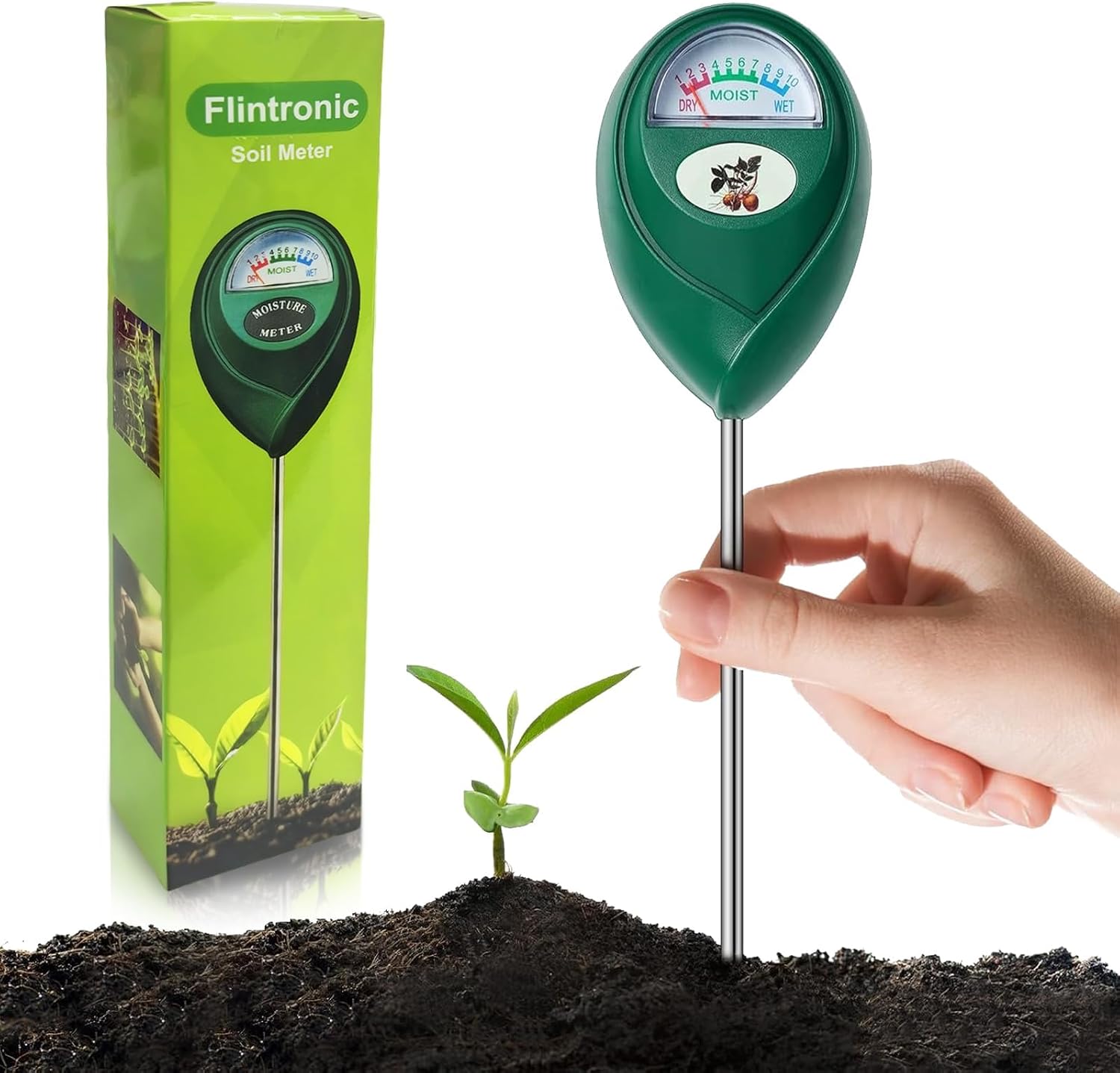 Bodenfeuchtemesser, Bodenhygrometer, Pflanzenfeuchtesensor, Bodenfeuchtemessgerät, Bodentester, Gartenbodentester, Feuchtigkeitsmesser (batterie Nicht Erforderlich)