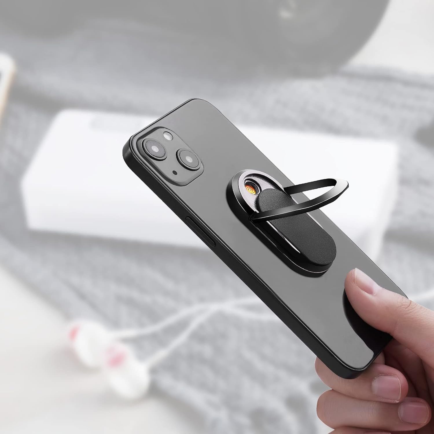 Wiederaufladbares Elektrisches Feuerzeug Für Mobiltelefone, Usb-aufladbares, Flammenloses Und Windfestes Elektrisches Feuerzeug, Um 90 Grad Drehbare Handyhalterung
