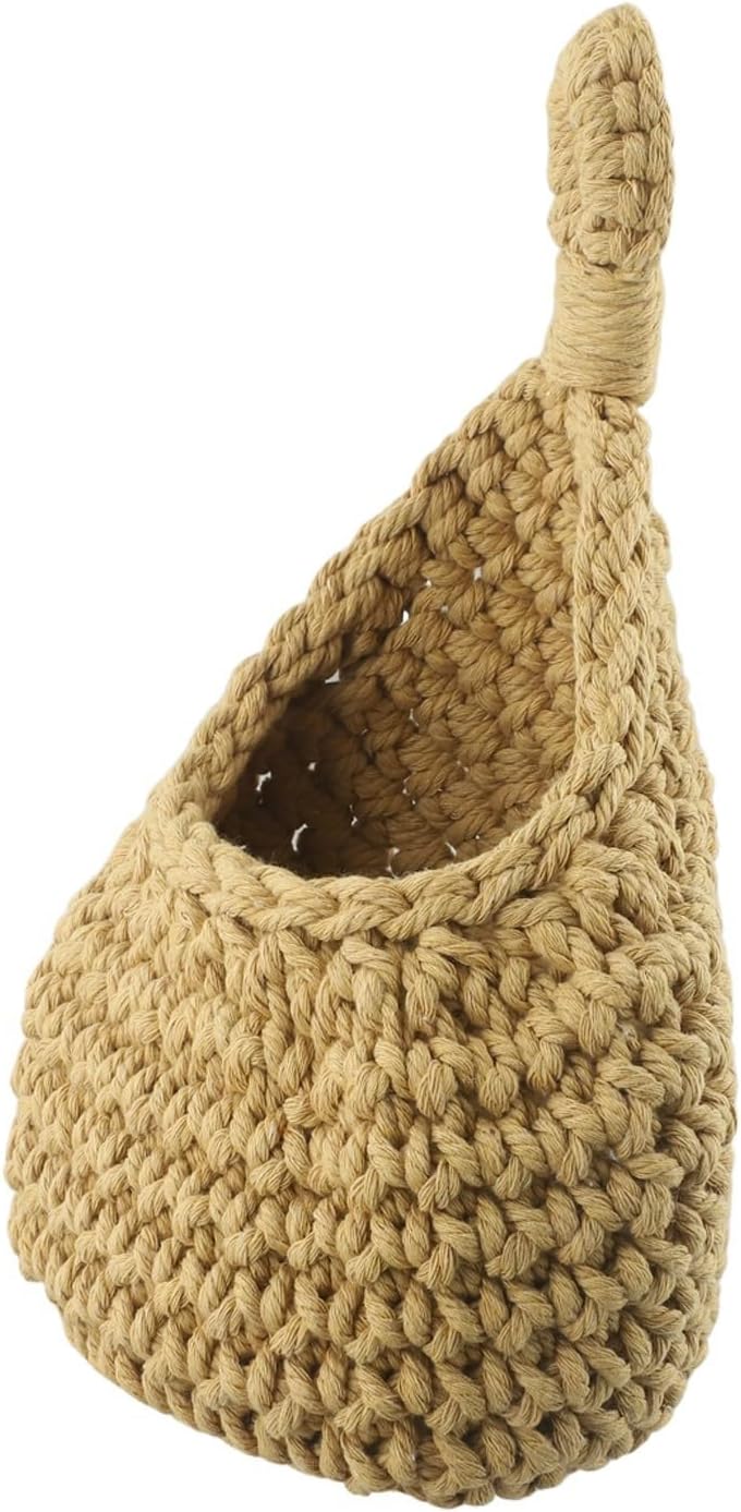 Wandhängender Obstkorb – Handgewebt Aus Jute Und Baumwollseil – Gemüseregal Für Die Küche, Boho-stil, Atmungsaktive Halterung Für Kartoffeln Und Zwiebeln (c