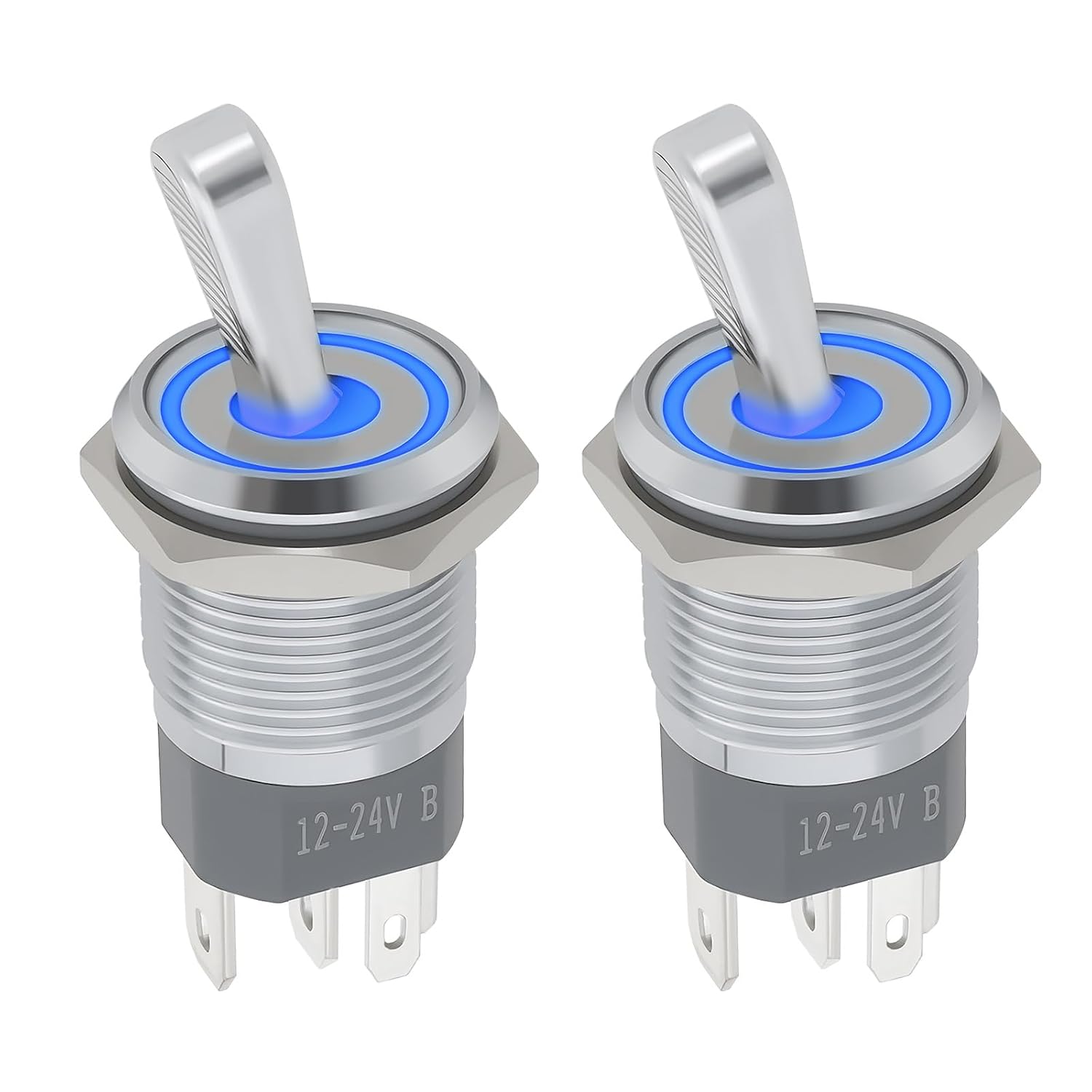 Zweiteiliger, Led-beleuchteter Wippschalter, 16 Mm, 2-positionen-wippschalter Für Mikrocontroller Und Elektronische Geräte, 3–6 V Bis 24 V Beleuchtung, Blau