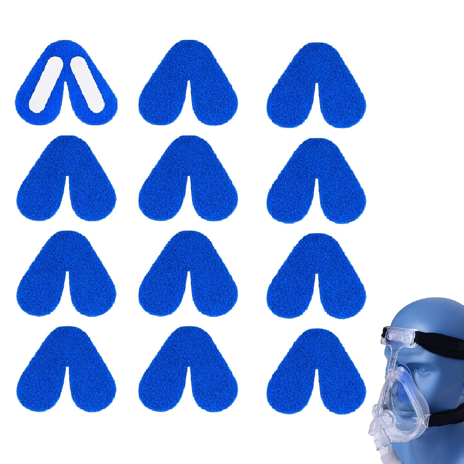 12 Blaue Nasenpolster Aus Fleece Für Cpap-masken – Mit Doppelseitigem Medizinischem Klebstoff – Druckentlastung, Komfort Und Schutz Für Schlafapnoe-masken