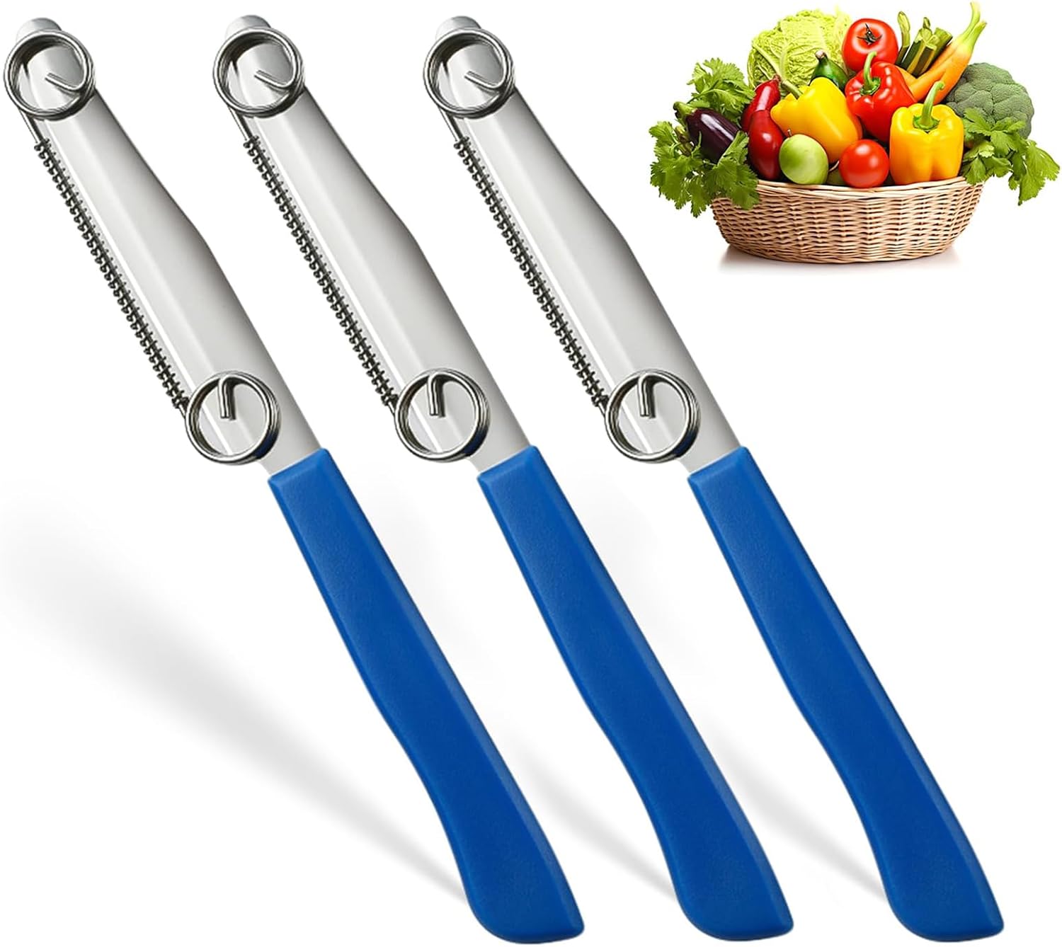 3-teiliges Schnellschneidemesser-set, Multifunktionales 3-in-1-fruchtmesser Mit Federmechanismus, Küchenmesser Aus Edelstahl, Obst- Und Gemüseschäler Für Karotten Und Kartoffeln