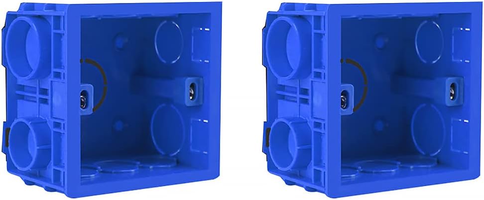 Set Mit 2 Kunststoff-montagedosen – 86 Mm X 86 Mm X 46 Mm – Mit Schalter, Lange Lebensdauer – Zur Montage Von Elektrogeräten – Blau