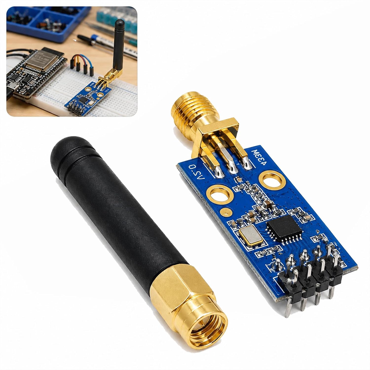 Cc1101 Funkmodul Mit Sma-433-mhz-anschluss Und Sma-antenne, Cc1101 Stromsparendes Spi-funkmodul, Cc1101 433-mhz-hf-transceiver Für Iot-projekte Und Datenübertragung