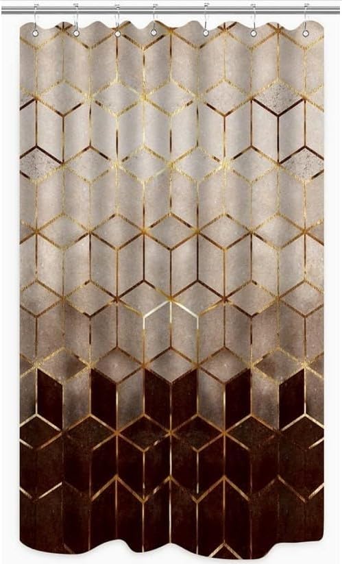 Duschvorhang In Schattiertem Braunmarmor-look, 91,4 X 182,9 Cm – Badezimmervorhang Aus Polyestergewebe Mit Rostfreien Ösen Für Die Dusche