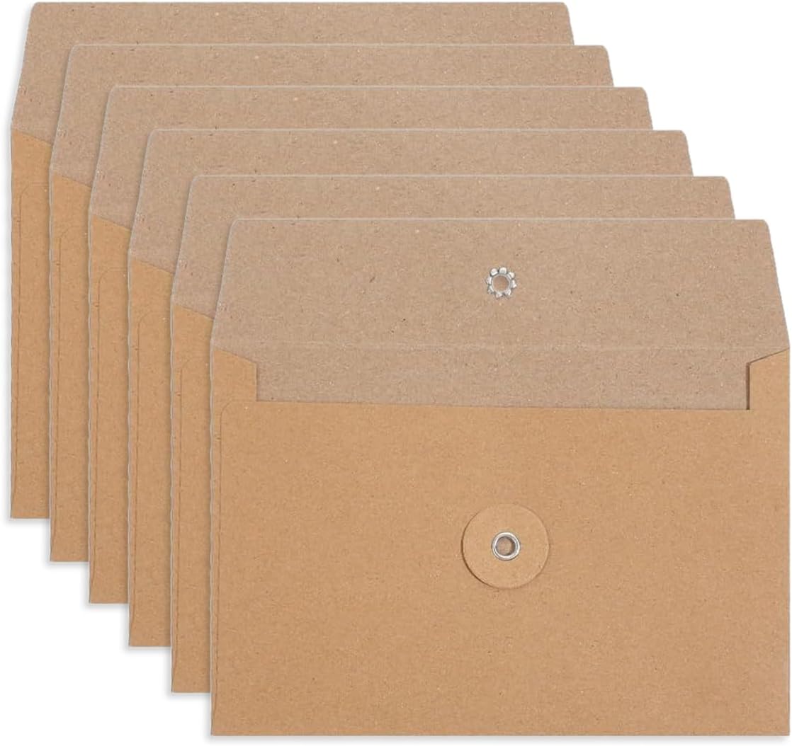 6-teiliges Set Dokumentenmappen Aus Kraftpapier, 23 X 16 Cm, Braun