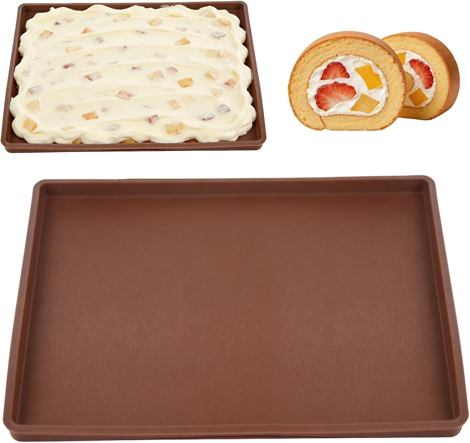 Silikon-backmatte 30 X 40 X 1 Cm, Anti-überlauf-silikon-backmatte, Backmatte Für Schweizer Rollen-obsttrockner Mit Schaber, Flexibel Und Mit Erhöhtem Rand (braun)
