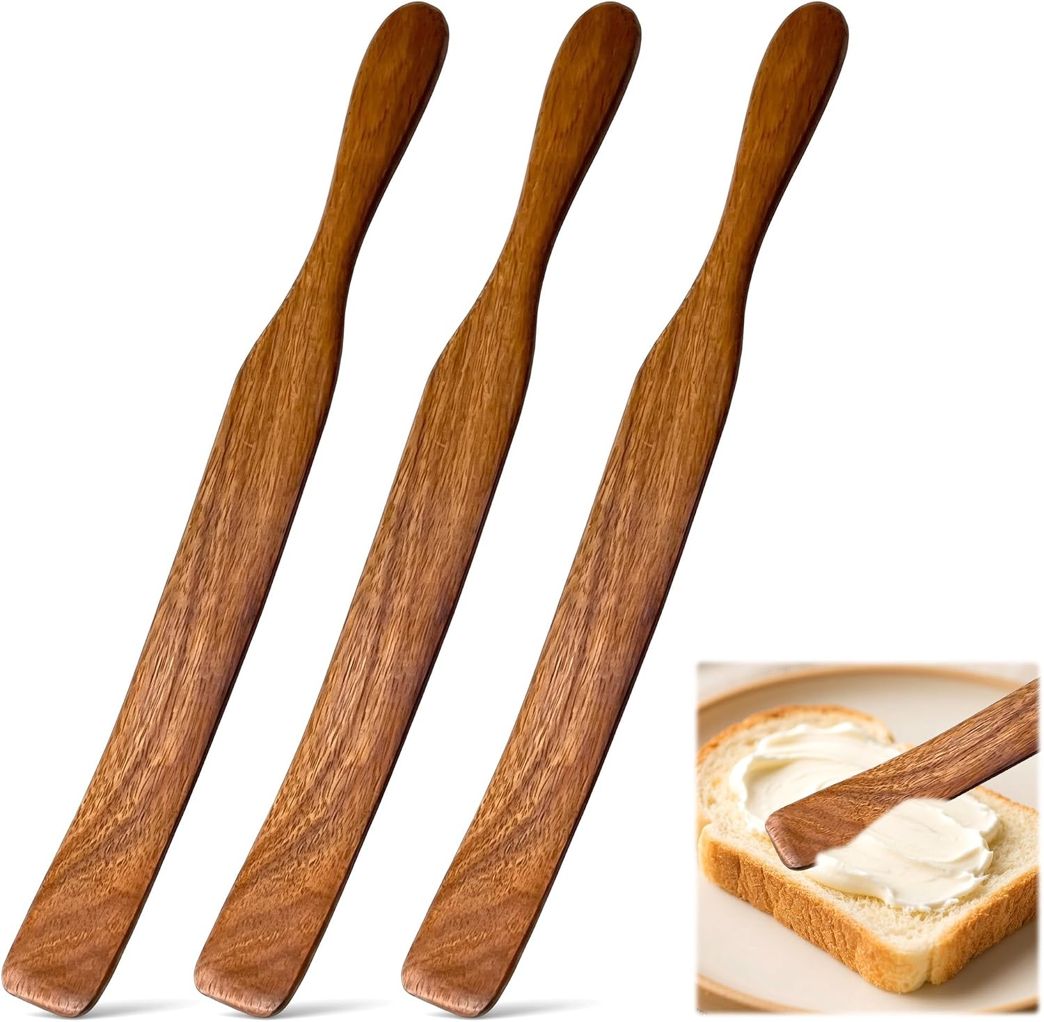 3-teiliges Set Dünner Holzspatel, 28 Cm Lange Holzspatel, Sauerteigspatel