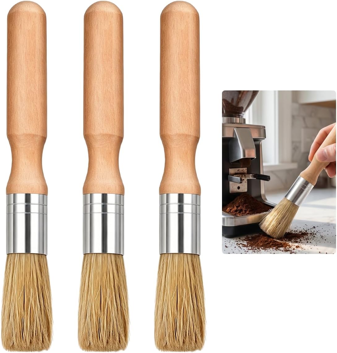 3-teiliges Kaffeebürsten-set: Reinigungsbürste Und Holzgriff