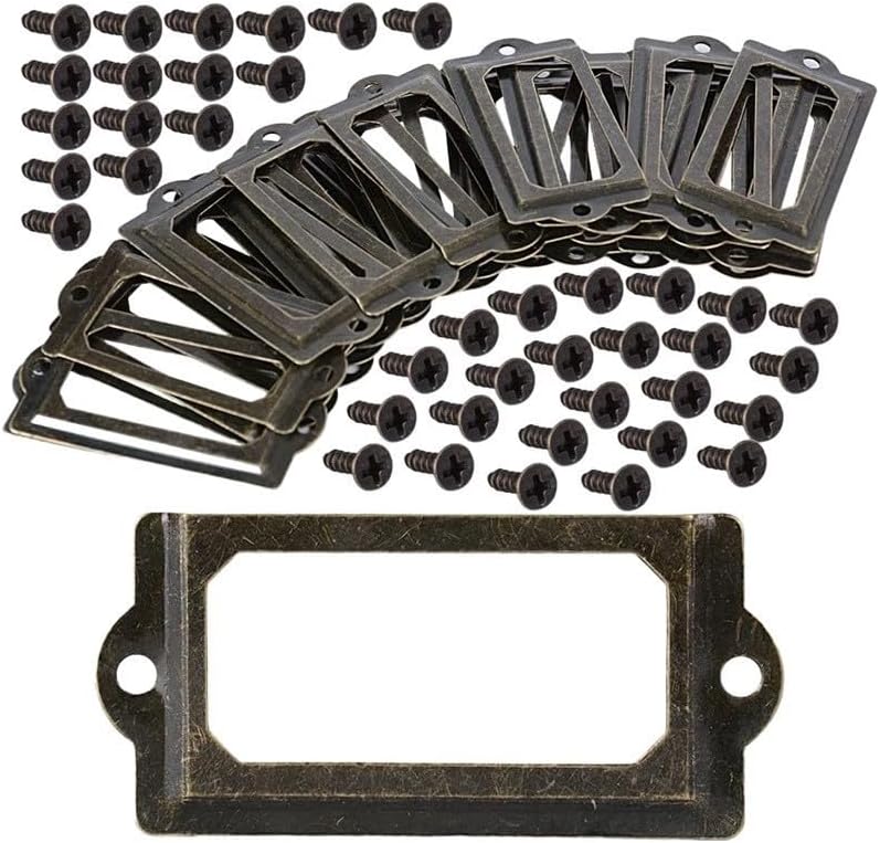 Set Mit 30 Schubladenetikettenhaltern Aus Antikem Bronzemetall Für Schränke, Regale Und Weinkeller, 70 X 33 Mm