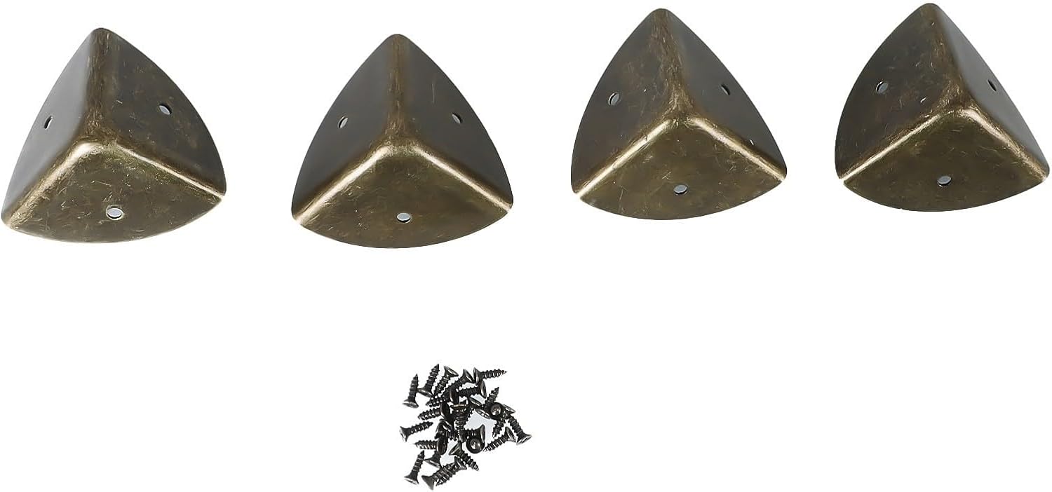 Set Mit 4 Eckenschützern Aus Bronze, 40 Mm, Für Truhen, Koffer, Zierleisten An Holzmöbeln Und Tischen, Inklusive Schrauben