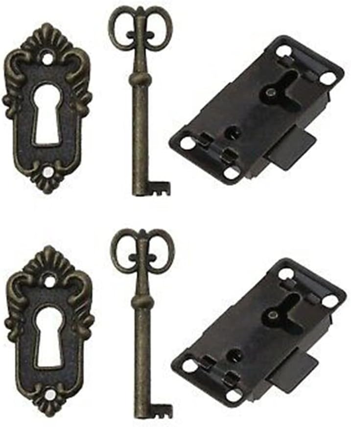 Set Aus 2 Antiken, Bronzefarbenen Schranktürschlössern Mit Schlüssel Für Holzmöbel, Schubladen, Werkzeugkästen, Briefkästen Und Zur Sicheren Aufbewahrung (inkl. Schrauben)