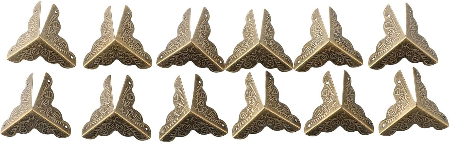 Set Mit 12 Antiken Bronze-eckwinkeln Für Möbelkästen – Dekorative L-förmige Metall-eckverbinder Mit Schrauben Für Kommoden, Bilderrahmen, Fotoalben, 36 Mm