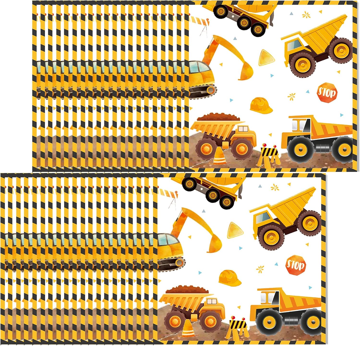 Packung Mit 30 Papierservietten Für Baustellen, Baufahrzeuge, Bulldozer, Radlader, Für Jungen Und Mädchen, Als Tischdekoration Für Geburtstagsfeiern