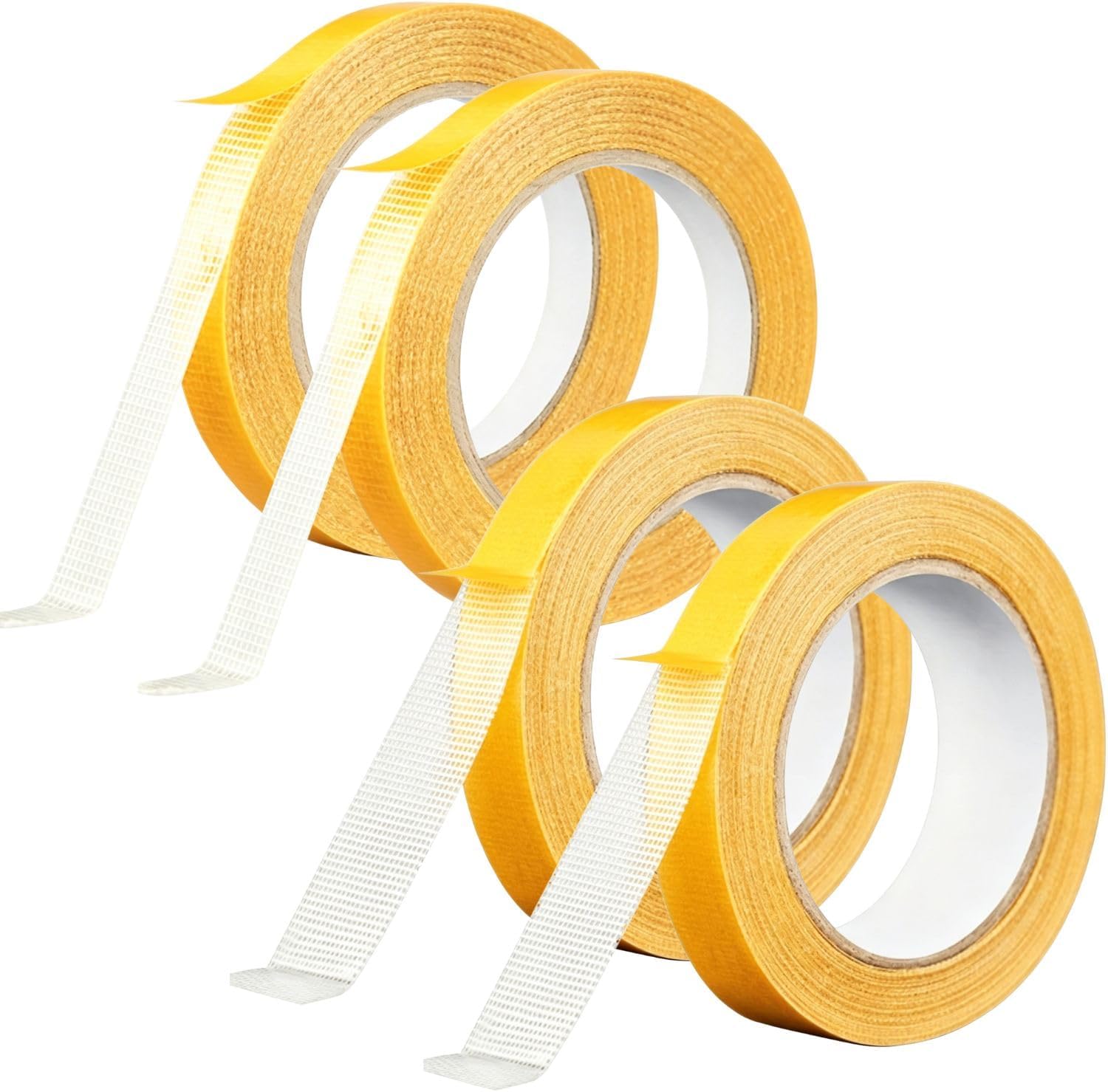 Doppelseitiges Klebeband, 4 Rollen À 10 M, Stoffbreiten 10 Mm Und 25 Mm, Kein Nähen Oder Bügeln Erforderlich, Zum Kürzen Von Hosen Ohne Nähen Und Zum Kürzen Von Vorhängen