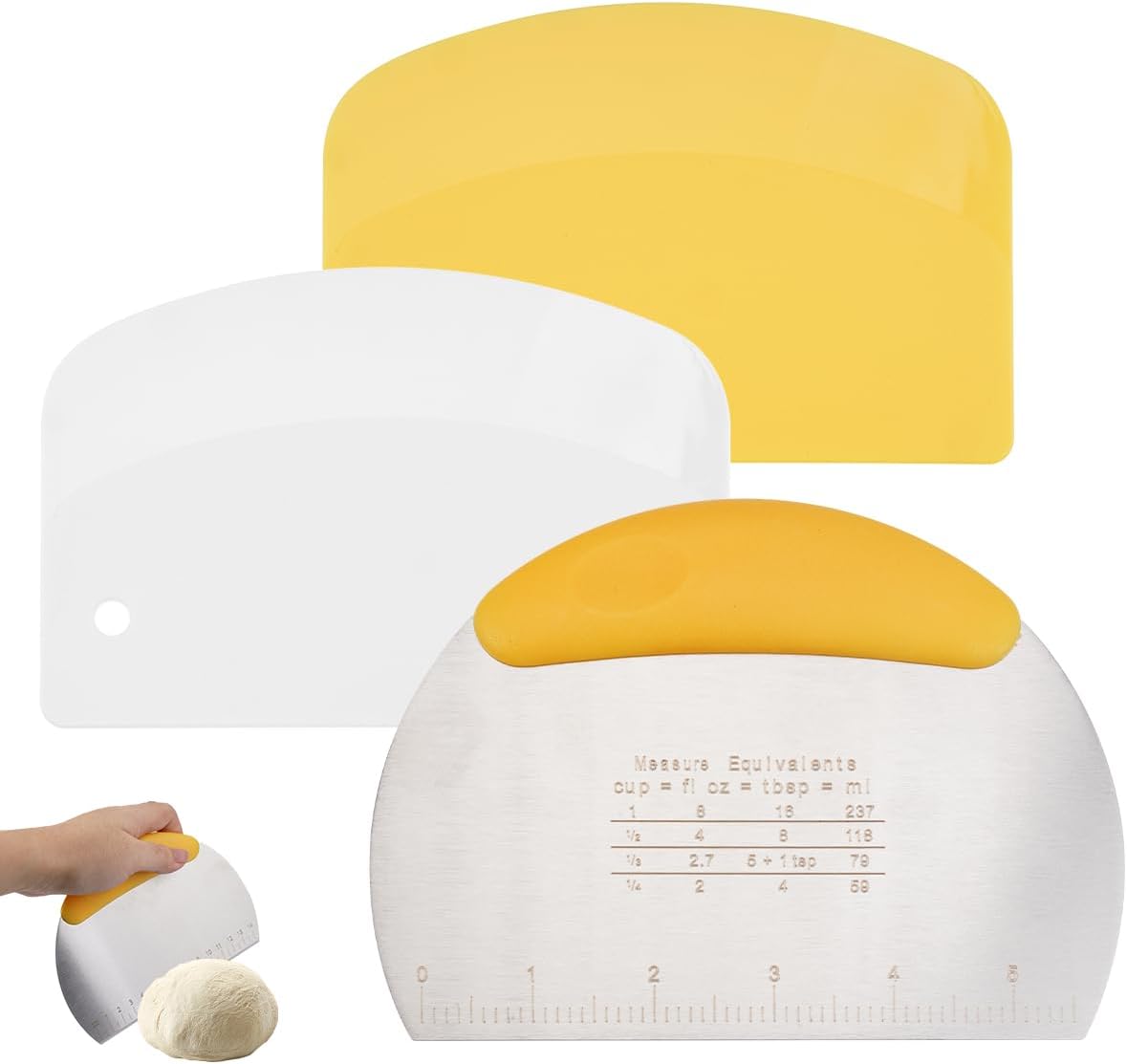 Set Mit 3 Teigschabern Aus Edelstahl, Teigausstecher Für Bäckereien