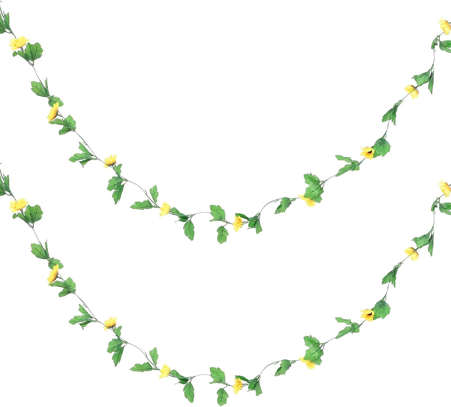 Realistischer Sonnenblumenkranz, 2-teilig, Seide, Gelb, Wiederverwendbar