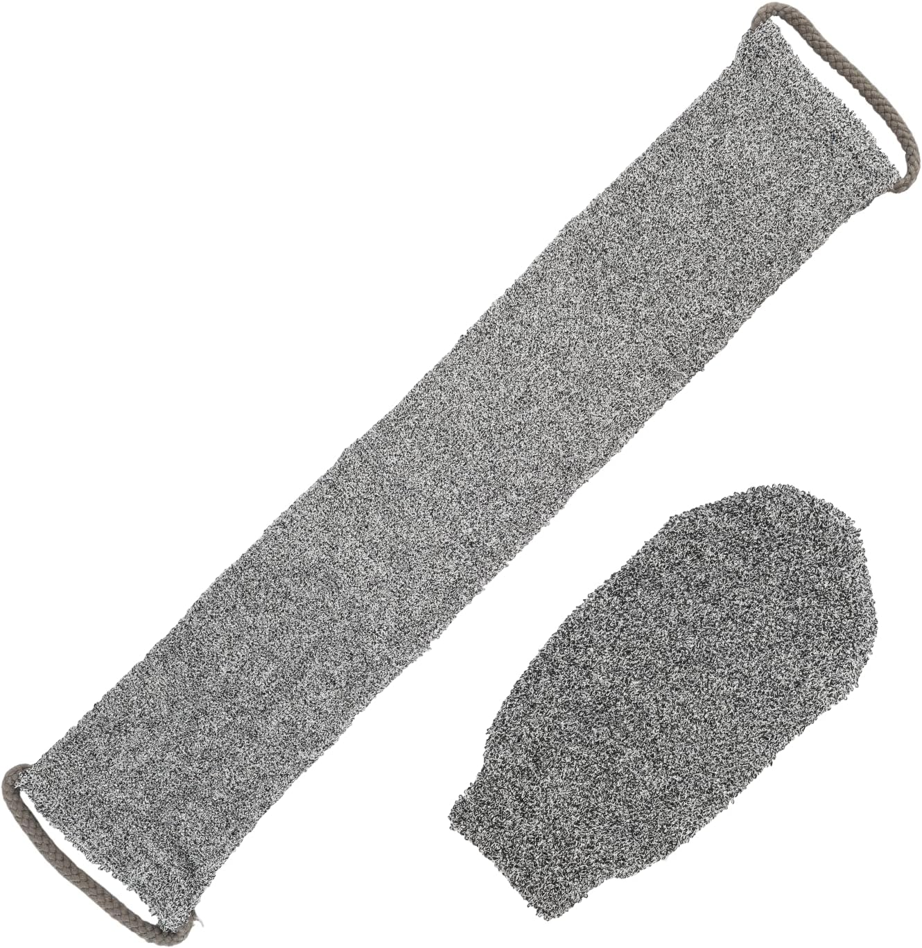 2-teiliges Peeling-handschuh- Und Peeling-gurtset, Rückenwaschhandschuh Und Peelinghandschuh Aus 100 % Natürlicher Bambusfaser, Grau, Tiefenpeeling Und Reinigung Unter Der Dusche, Rückenwäsche