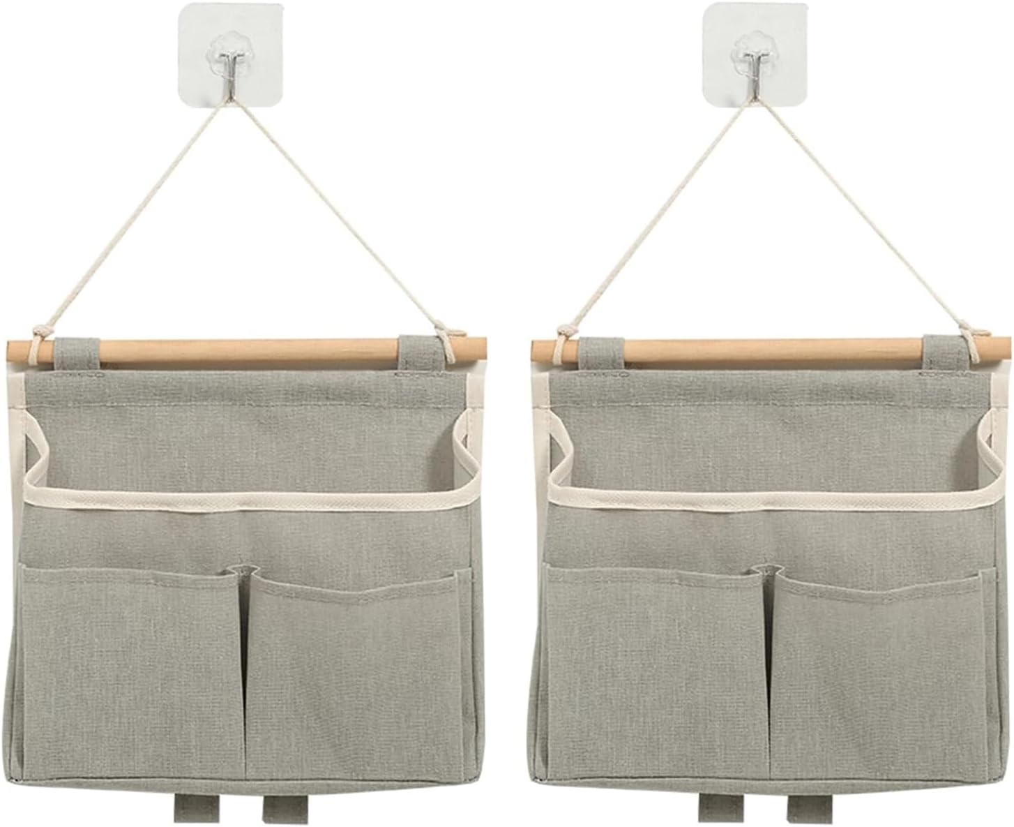 2-teiliges Hängeaufbewahrungstaschen-set, Praktische Wasserdichte Wandaufbewahrungstasche, Grauer Wandorganizer Mit Großem Fassungsvermögen, Tasche Und Haken, Hängeorganizer