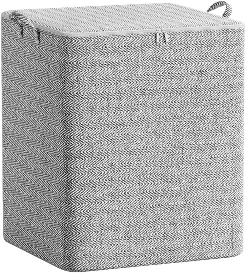Set Mit 4 Aufbewahrungstaschen Mit Griffen Und Reißverschluss Für Kleidung Und Bettwäsche – Aufbewahrungsboxen Aus Vliesstoff – Stapelbare Graue Umzugstaschen (220 L)