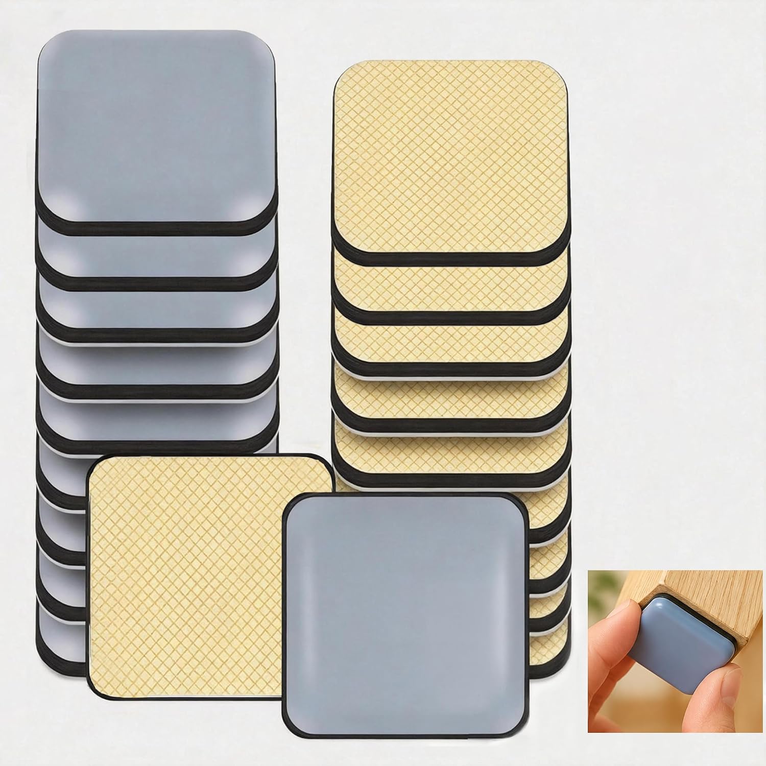 20 Selbstklebende Ptfe-möbelgleiter, 20 X 20 Mm, Kratzfeste Möbelgleiter Für Tische, Stühle, Schränke, Sofas, Bodenschutzgleiter