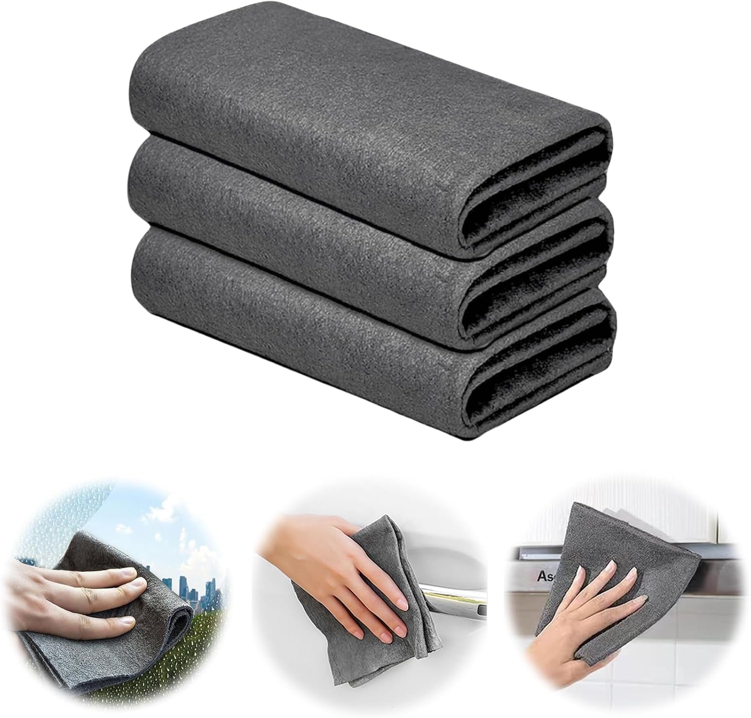 Reinigungstücher, 3er-set Dicke Mikrofasertücher, Wiederverwendbar, Super Saugfähig, Für Autospiegel, Badezimmer, Küche Und Büro – 20 X 25 Cm