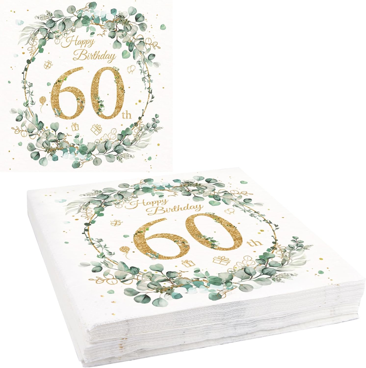 Set Mit 40 Eukalyptus-servietten Zum 60. Geburtstag