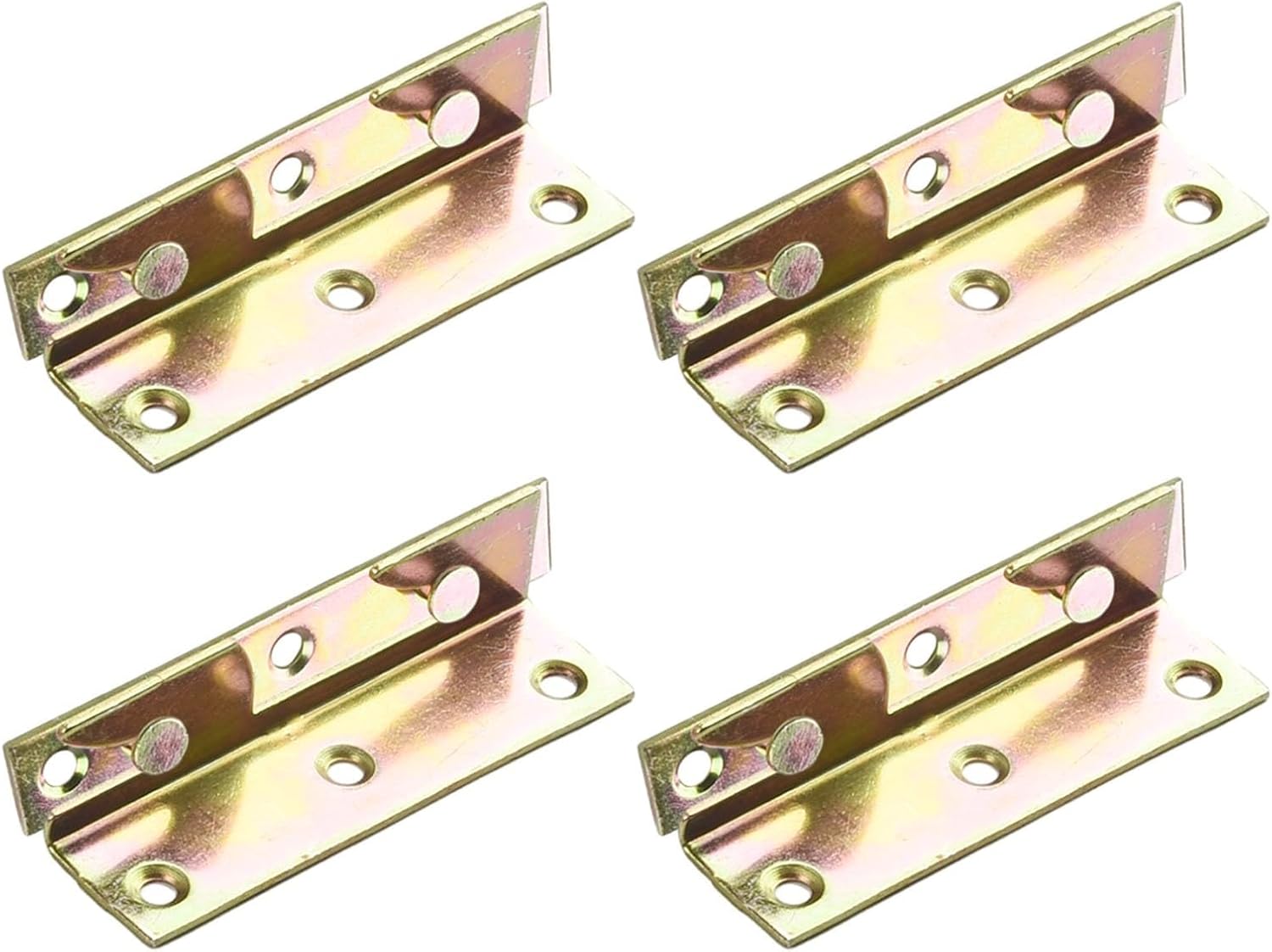 Set Aus 4 Lochfreien Bettrahmenhalterungen Aus Kaltgewalztem Stahl Für Holzrahmen, Tischlerhaken, Lattenroste, Messing-befestigungsmaterial