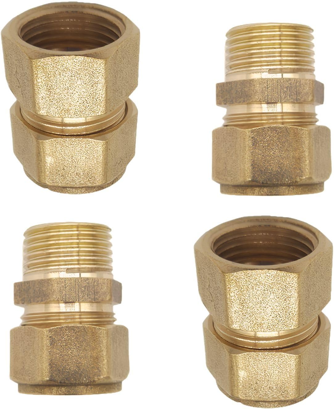 Satz Mit 4 Übergangsverschraubungen – Messing – 16 Mm X 1/2 Ag – Außengewinde – Klemmverschraubung – Adapterrohr Für Klemmringverschraubung