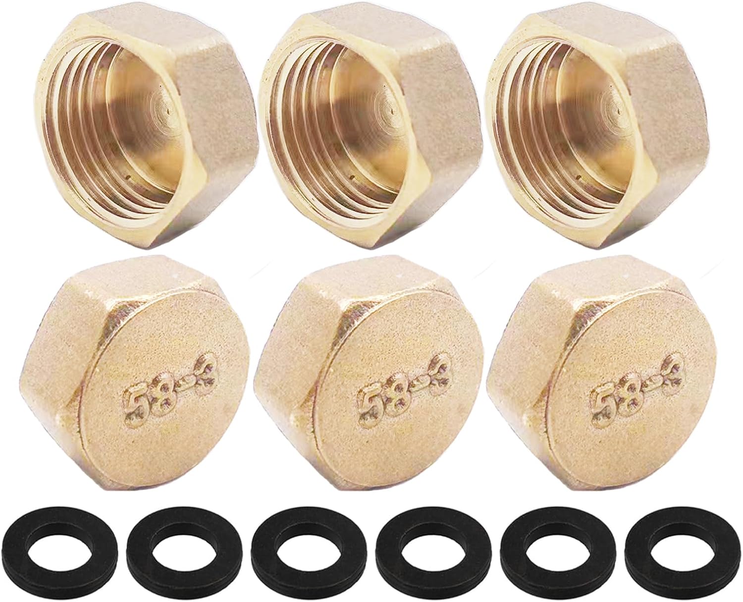 Set Mit 6 Sechseckigen Messing-dichtungsstopfen – 1/2"-innengewinde – Für Gartenwasserleitungen